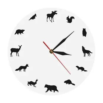 

1Piece Wild Animals Clock Wolf Wall Clock Squirrel Modern Round Wall Clock Home Decor Bear Contemporary Wall Art Handmade Gift