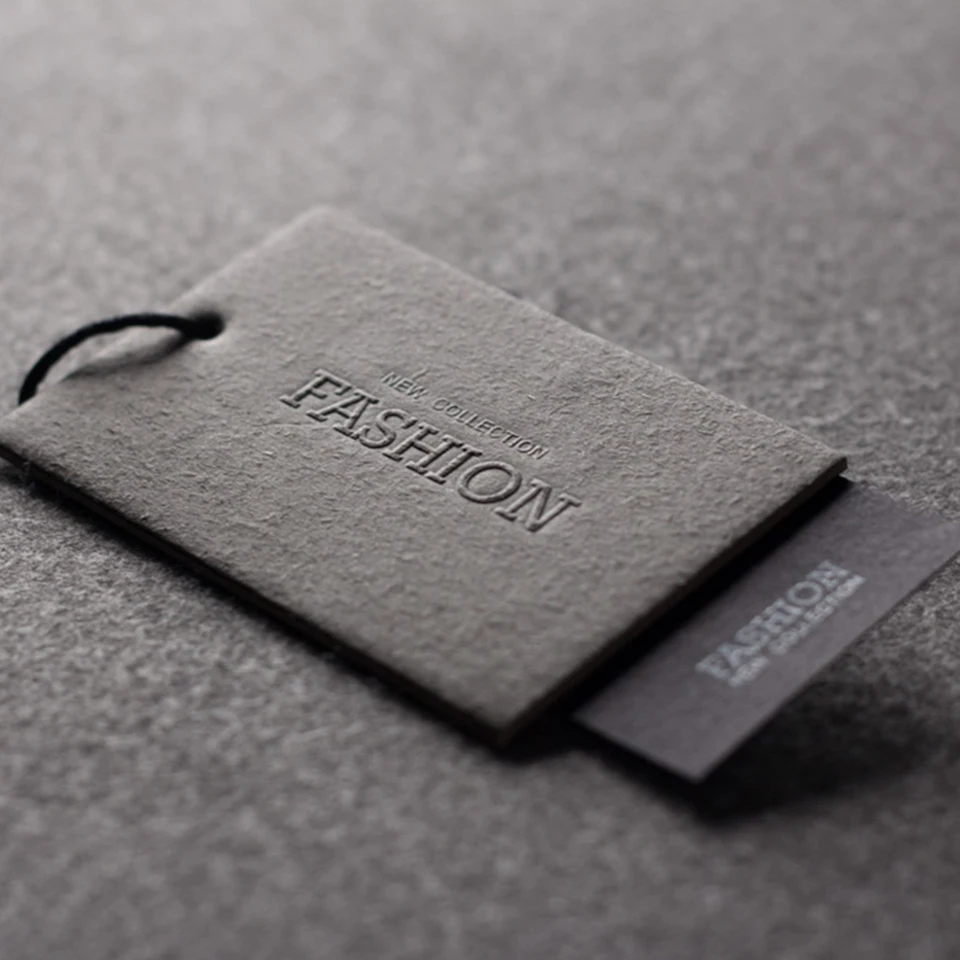 Custom 1200 gsm matte black cardboard paper tag with imprint Logo ...