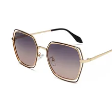 Fashion Polarized Sunglasses Women Brand Design Personality Frame Hollow Metal Square Sunglasses Trend Retro Glasses UV400 stylish golden round frame and hollow out design sunglasses for women