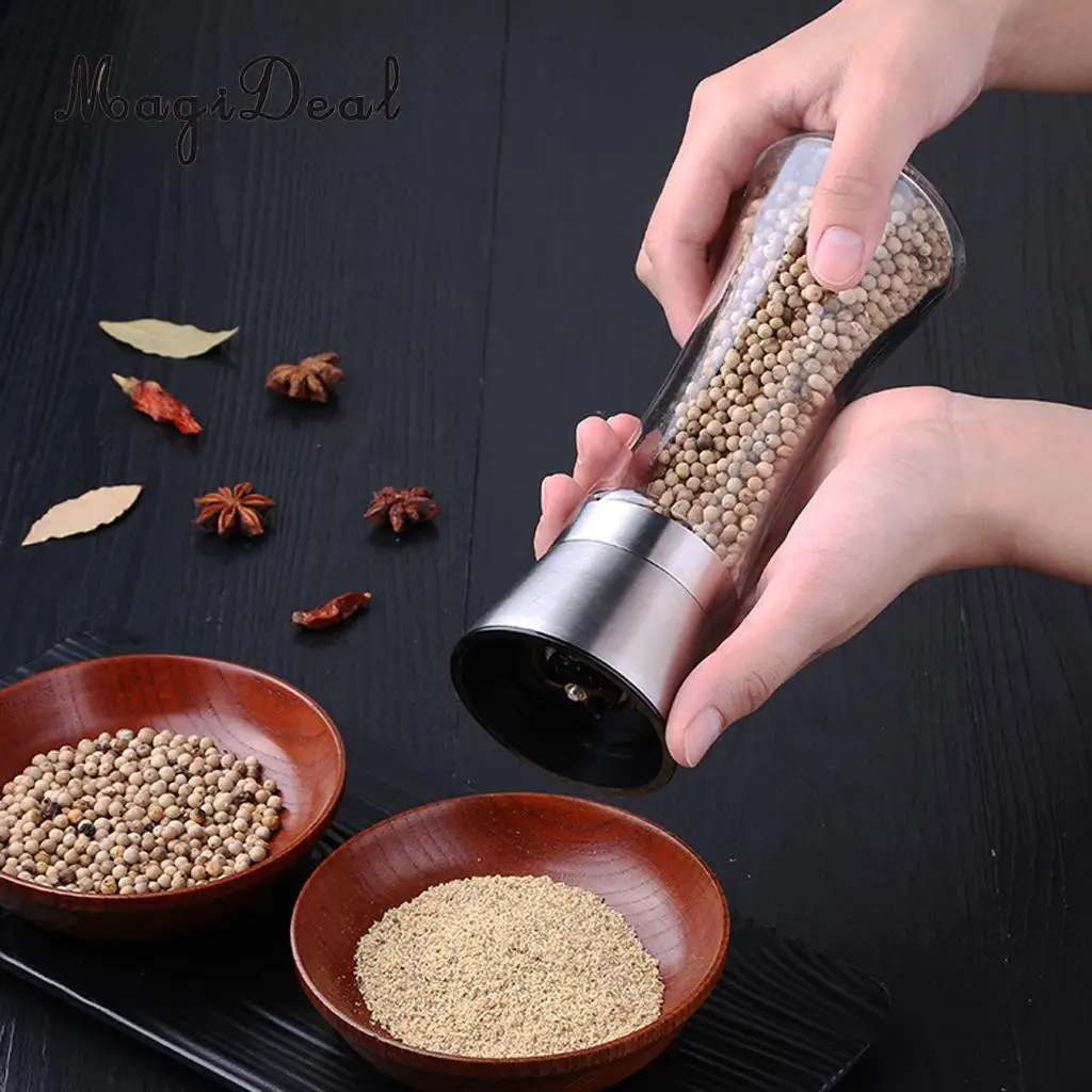 304 Stainless Steel Manual Pepper Mill Pepper Grinder for Kitchen Silverin Mills from Home