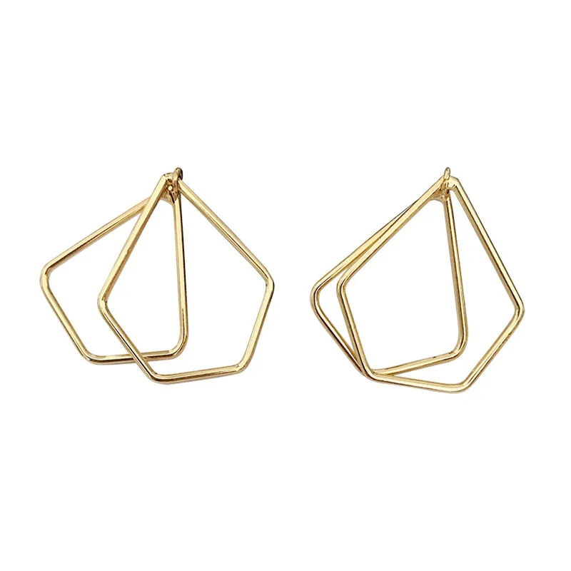 

Fashion exquisite Irregular polygon line double stud earrings female temperament