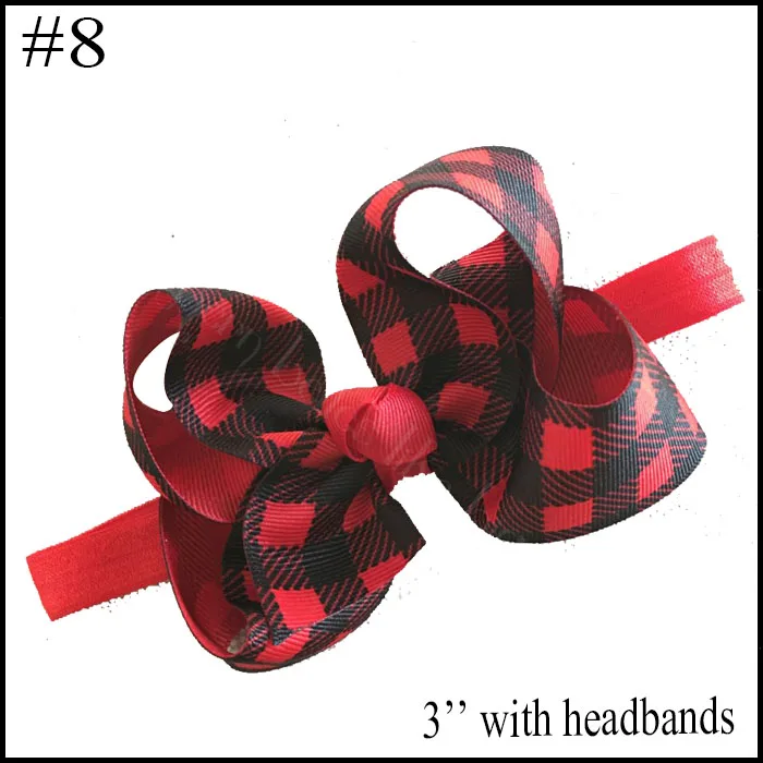 free shipping 10pcs Buffalo Plaid bows christmas Hair Bows With Clips plaid Kids Girls Princess Handmade Boutique bows