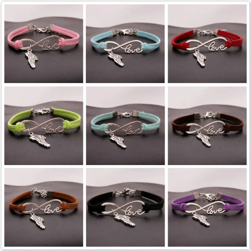 

NCRHGL Infinity Love Leather Bracelet Bangles Running shoes Charm Braided Bracelets The best gift for women men Drop Shipping