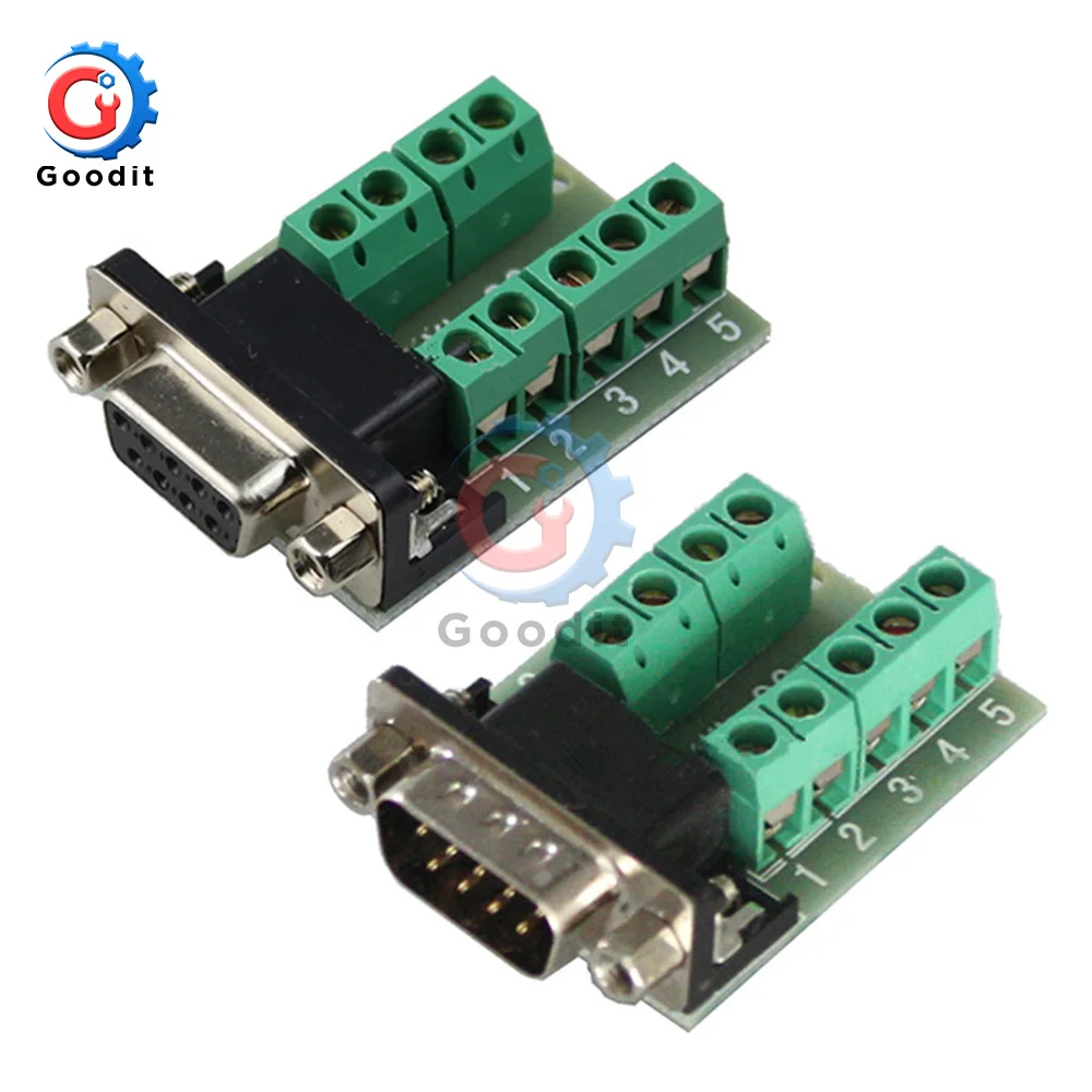 

DB9 Male Female Adapter Signals Terminal Module RS232 Serial To Terminal DB9 Connector