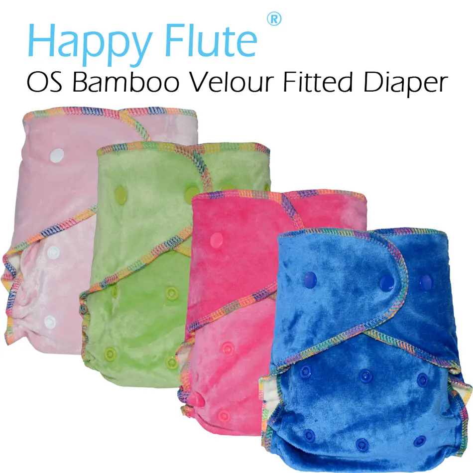 

HappyFlute OS Bamboo Velour Fitted Cloth Diaper AI2,onesize, No Synthetic Material to Touch Baby's skin,Birth to Potty /5-15kg,