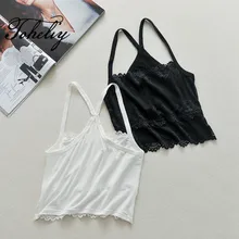 Популярная модная женская белая задняя часть, сексуальное женское белье, повседневная кружевная майка, Дамская комбинация, топы, ажурный дышащий укороченный топ
