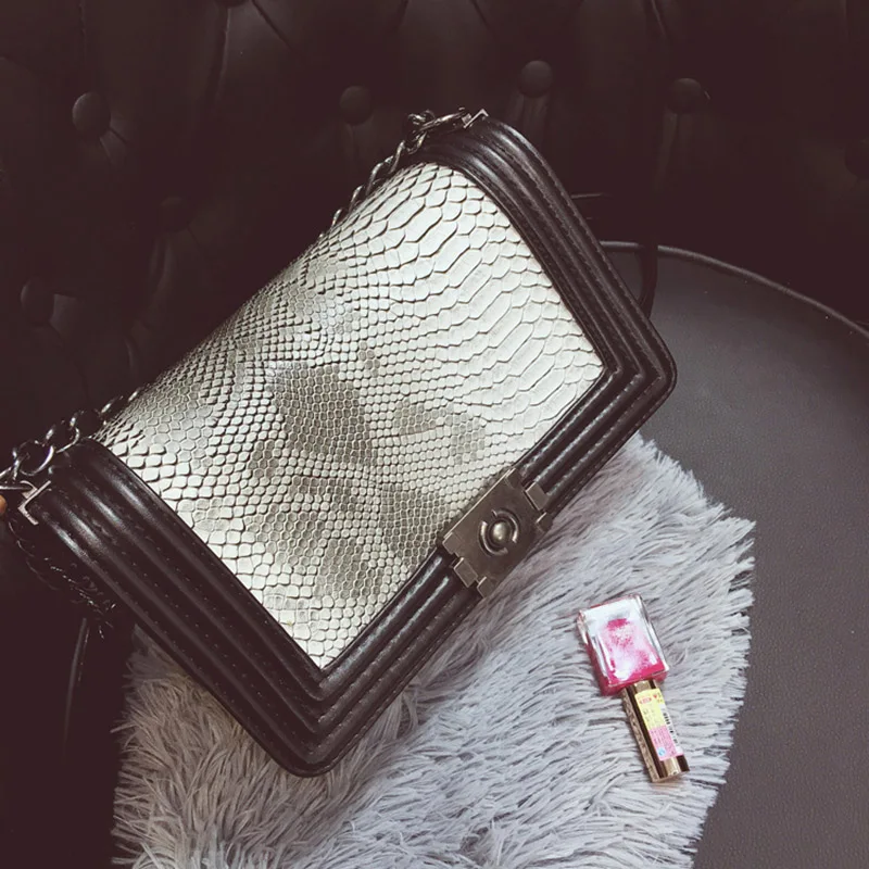 Women Crocodile PU Leather Messenger Bag Luxury Handbags Female Designer Shoulder Bag Chain Shoulder Strap Flap Bags SS0300 (10)