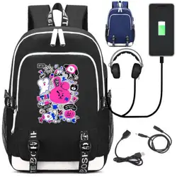 Новый BTS BT21 TATA SHOOKY гарнитура порт рюкзак Внешний USB зарядка сумка для мужчин ноутбук плечо школьные сумки для девочек-подростков рюкзаки