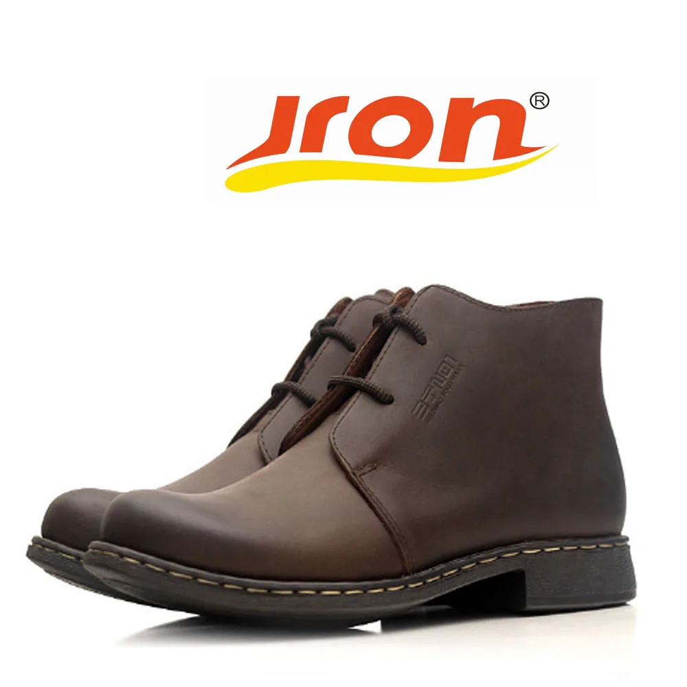 Jron Waterproof Men Short Boots Genuine Cow Leather Ankle Autumn Winter