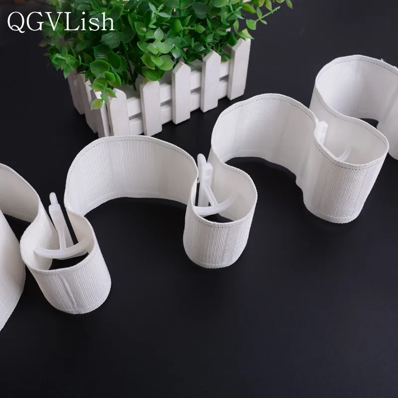 

QGVLish Plastic White 7cm Curtain Hanging Hooks Tie Ring For Poles Curtain Accessories Fitted Pleated Sheer DIY Tape Hooks Decor
