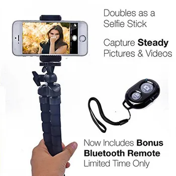 

EDAL Aluminum Alloy Portable and Adjustable Tripod Stand Holder for iPhone/Cellphone/Camera with Universal Clip and Remote