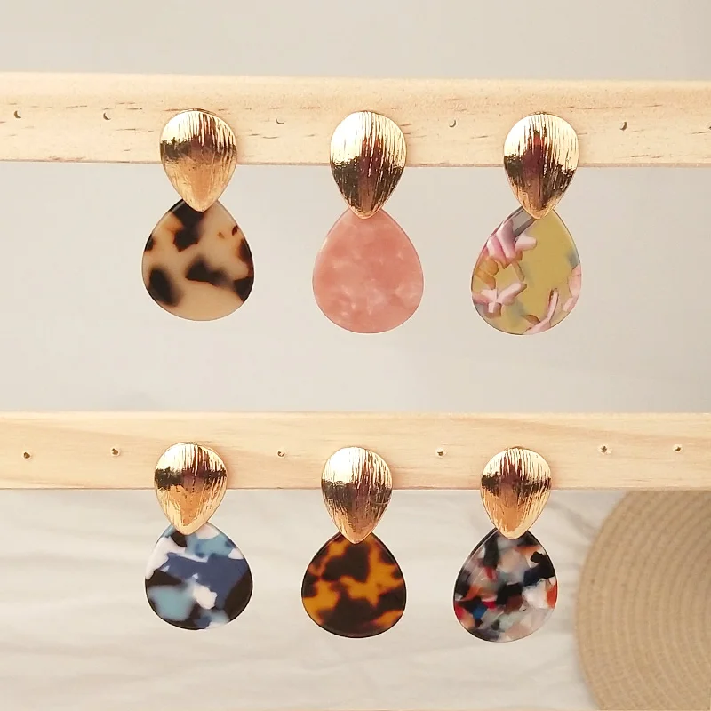 GuanLong Classic Dangle Acetate Resin Earrings for Women Big Geometric Acetic Acid Dangling Acrylic Earring Metal Party Jewelry (4)