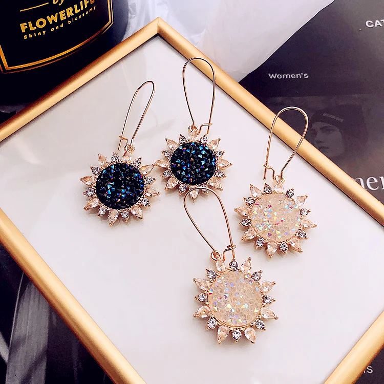 

Bohemia Crystal Plant Women Dangle Earrings Retro Sunflower Earrings For Women Drops Earrings Tassel Earrings