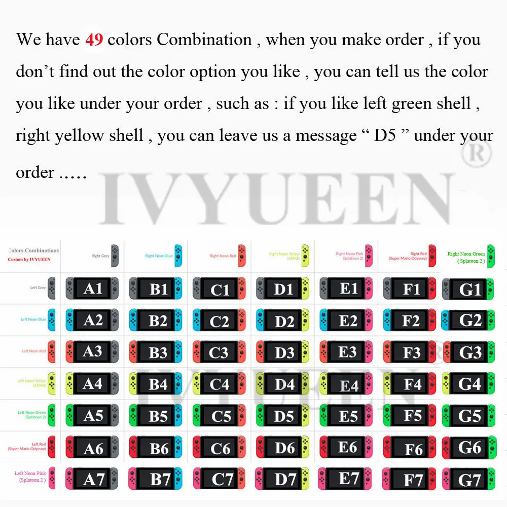 Ivyueen For Nintend Switch Joy Con Neon Green Pink Shell