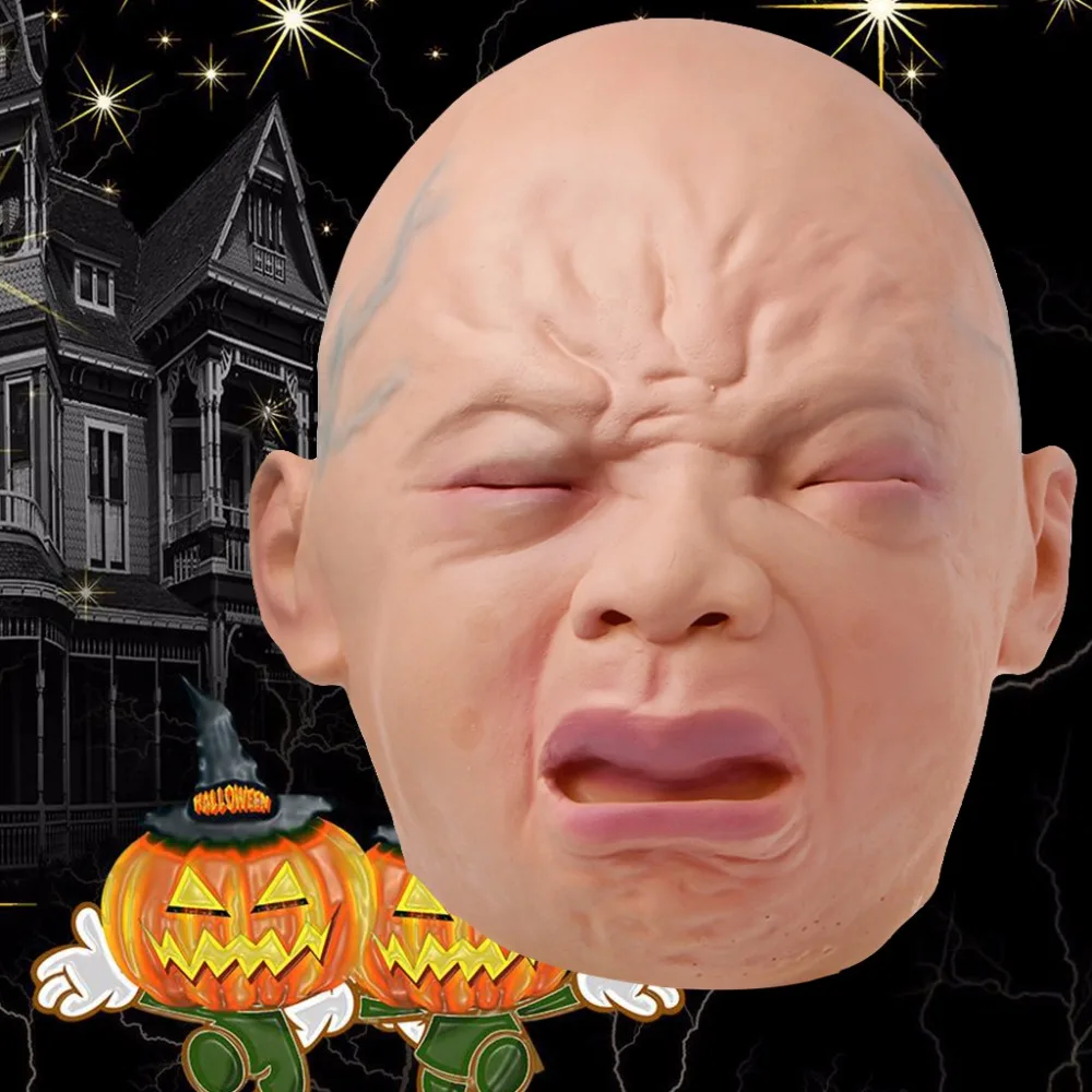 Halloween Latex Crying Baby Mask Full Face Fancy Dress Masquerade