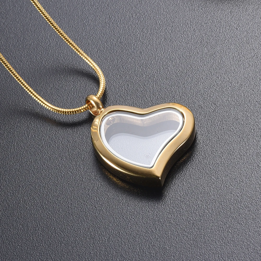 IJD9966 Fashion Stainless Steel Heart Glass Cremation Jewelry Funeral