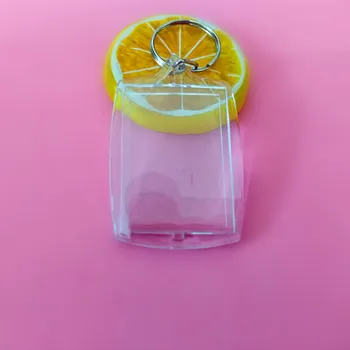 

50 pcs/ lot Rectangular Arc Transparent Blank Insert Photo Picture Frame Key Ring Split keychain