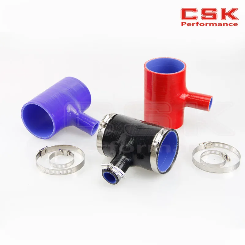 

2.75" To 2.75" Silicone Hose 70mm To 70mm T Shape Tube Pipe for 25mm ID BOV 3+Clamps