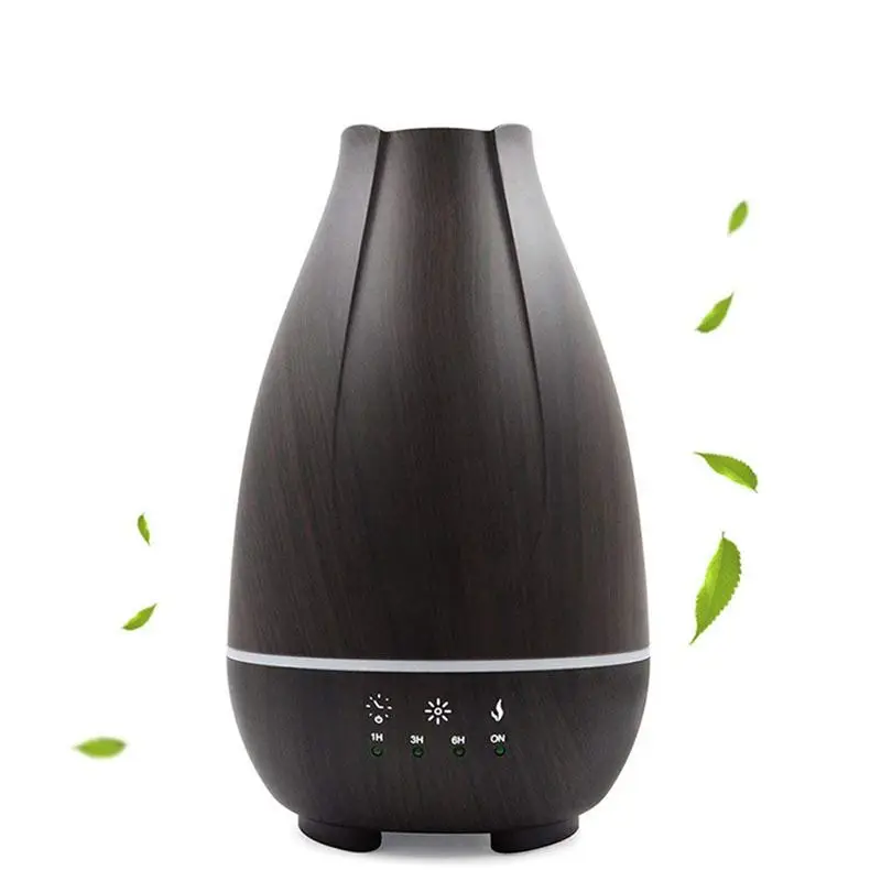 

EU plug Capacity 500ML& LED Lights Ultrasonic Aromatherapy Essential Oil Spray Wood Grain Black Diffuser Air Humidifier Apply