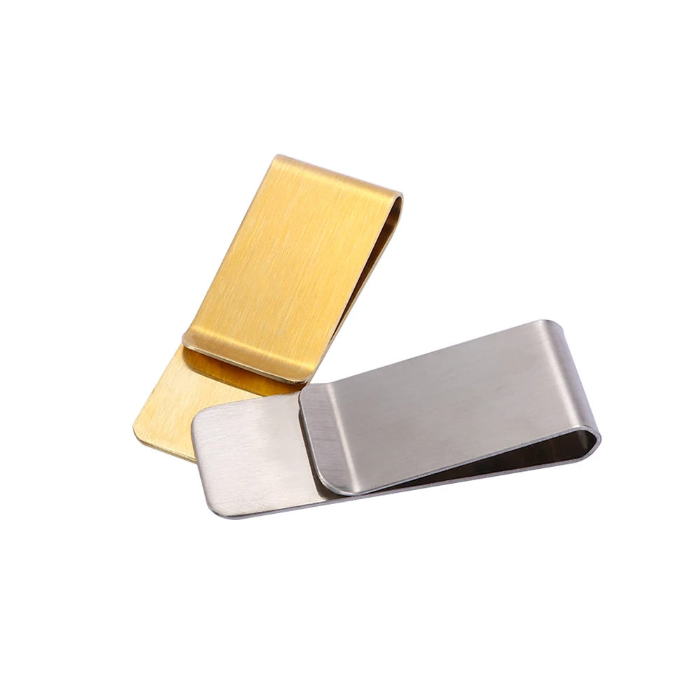 

Stainless Steel Silver Brass Color Slim Money Clip Purse Wallet Credit Card ID Holder Unisex Dollar Cash Clamp Holder