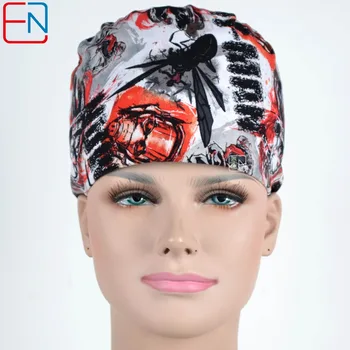 

Hennar Surgical Scrub Caps Adjust Size Freely Elastic Bands Cotton Fabric Caps Masks With Sweatband Medical Dental Caps Unisex