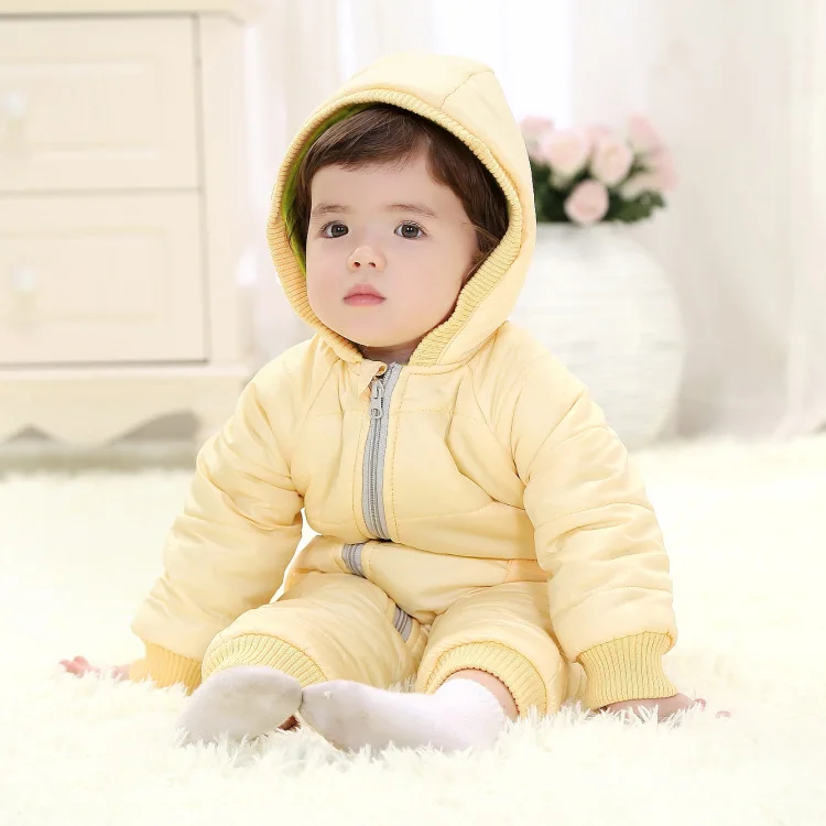 Осенне-зимний костюм для маленьких девочек и мальчиков от 0 до 18 месяцев теплый комбинезон с капюшоном, комбинезоны для новорожденных, Одежда для младенцев, BC1351 - Цвет: B