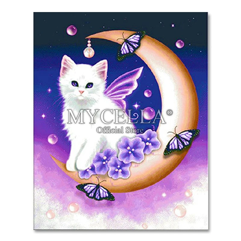 

Moon Butterfly DIY Diamond Embroidery,Diamond Painting,Diamonds Mosaic Animal Cat Rhinestone Cross Stitch,Needlework,Decor,Gift