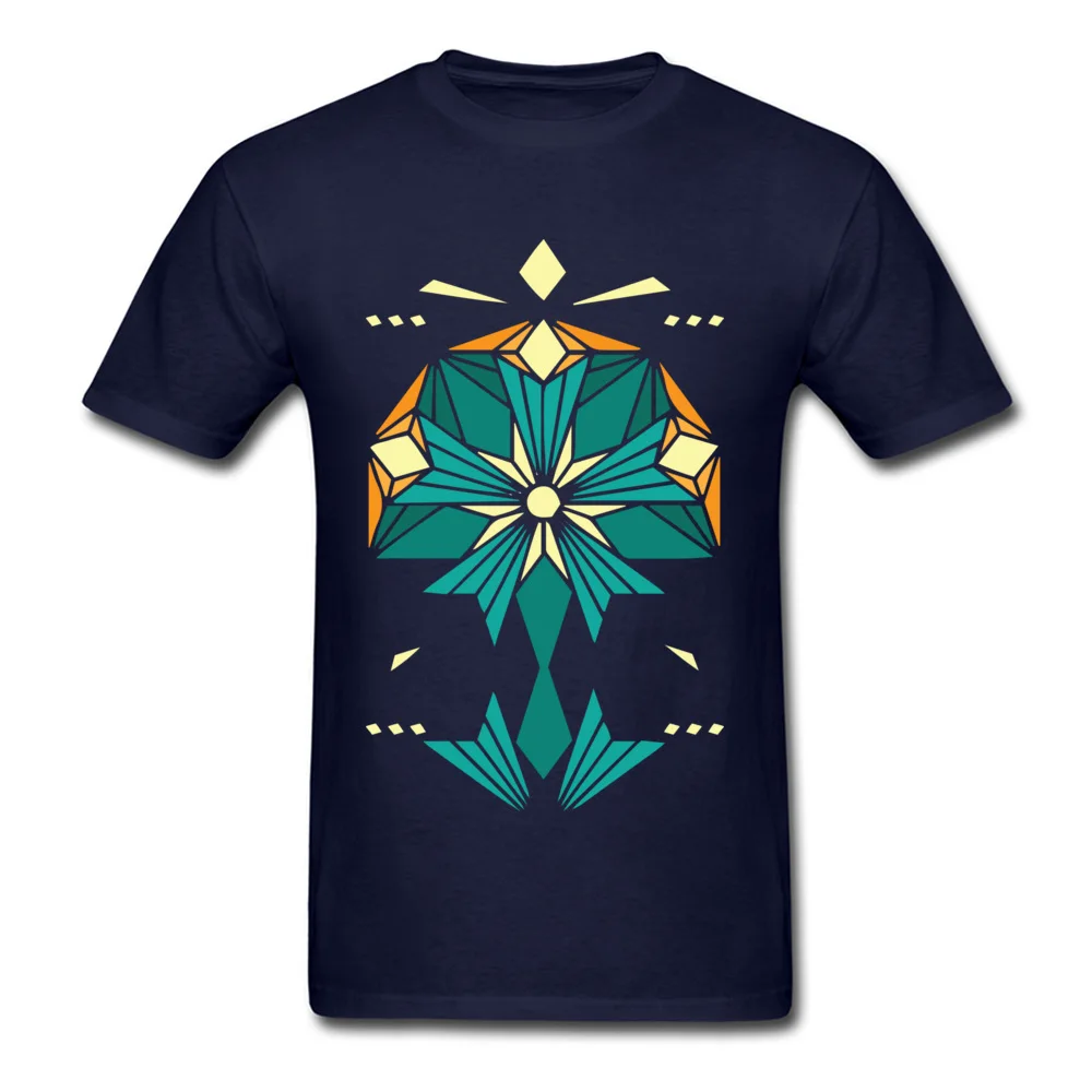 New Design geometric shine mandala Casual T Shirts Round Collar Pure Cotton Men Tops Shirts Short Sleeve Tee Shirts Summer/Fall geometric shine mandala navy