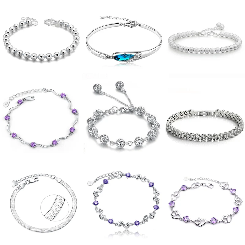 

New Fashion Women Luxury crystal Charm Bracelet Jewelry Adjustable Bracelets For wedding Female Silver Jewelry