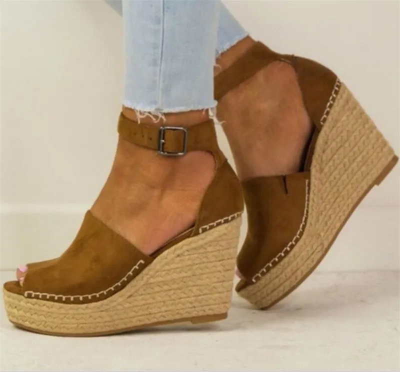 2019 Summer sandals women Wedge platform High heels Ladies Flock...