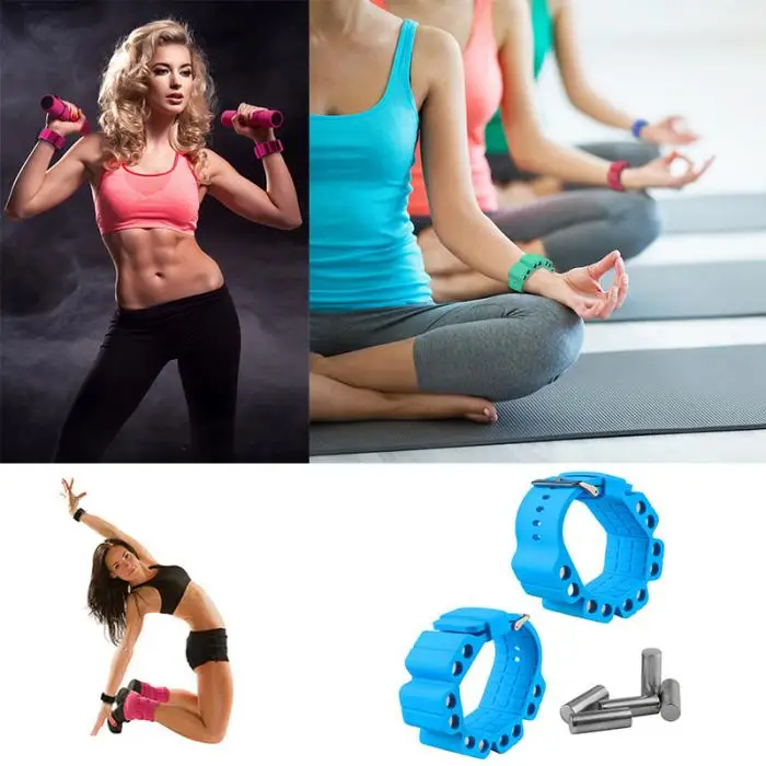 2 Pcs Weighted Wristband Wrist Weights Adjustable Arm Training for Sport Yoga Fitness FI-19ING