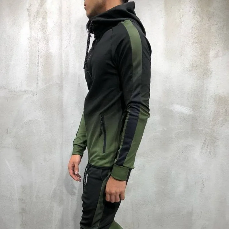 Gradient Set Men Two Piece Outfits Zipper Track Jacket Sweatpants Mens Sports Suits Casual Pants Sweatshirt Sweatsuit Tracksuits