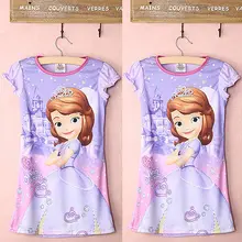 Kids Baby Girls Purple Sofia Princess Home Summer Casual Dress Nightdress 4-14Y