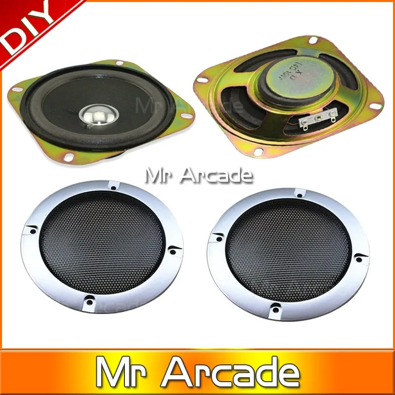 

1 pcs Square 4 inch 8ohm 5W speaker with Speaker net Loudspeaker & Speaker grill arcade game machine accessories cabinet parts