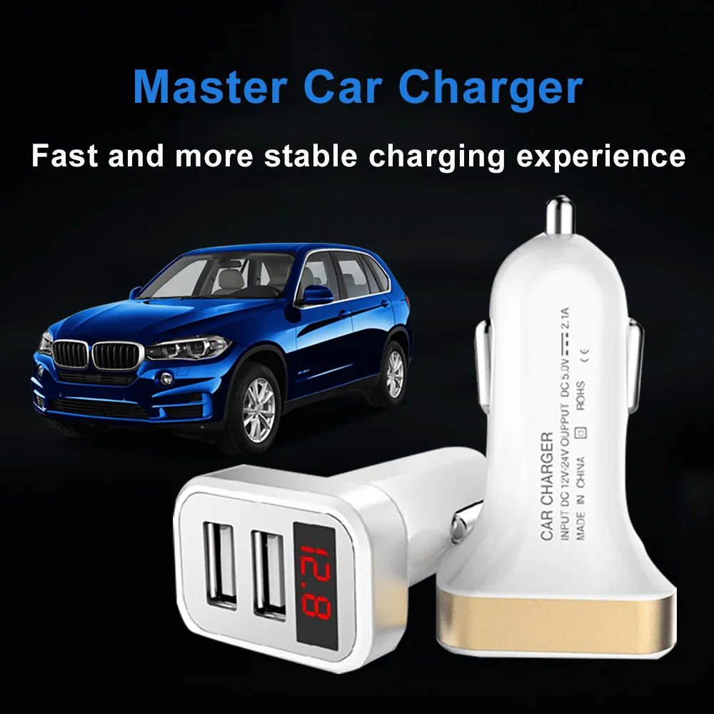 Автомобильное зарядное устройство с двумя USB портами 2 1 А|Устройства для