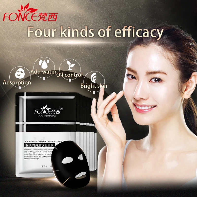 Fonce 10pcs Women Black mask for the face Carbon Acne Treatment Mask Moisturizing Remove Blackheads Anti Aging Shrink pores