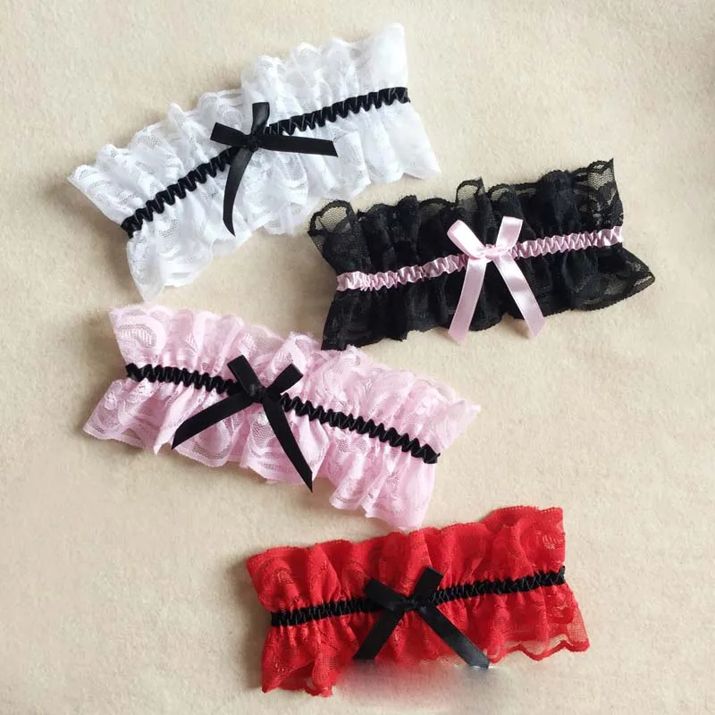 

Sexy Princess Cosplay Wedding Party Bridal Maid Lace Floral Thigh High Stocking Garter Belt Dot Bowknot Elastic Leg Ring Loop