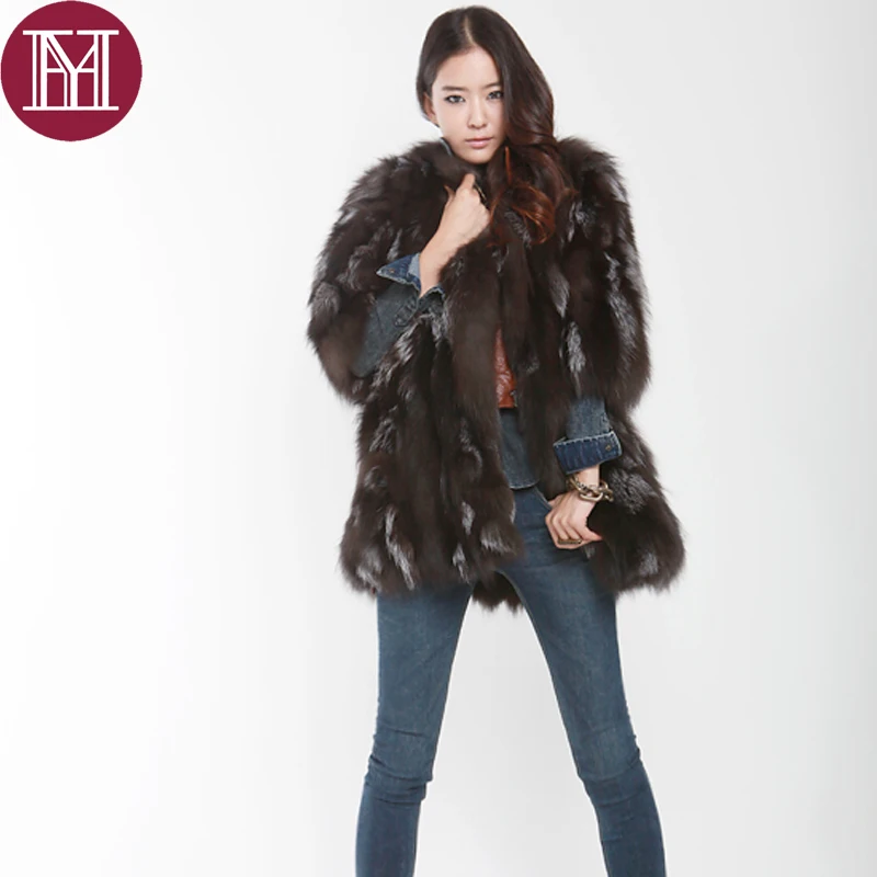 Veste Argent Longueur Mode Fourrure Naturel Personnalisé Marque Cm De Nouvelles Femme 2018 Femmes Chaud Renard Survêtement 80 Réel HWD9E2I
