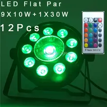 12 Pcs LED Fat Par 9X10W+1X30W Led Light RGB 3IN1 120W LED Stage Light DJ Light 7 DMX Led Par Party Disco DJ Light Fast Shipping