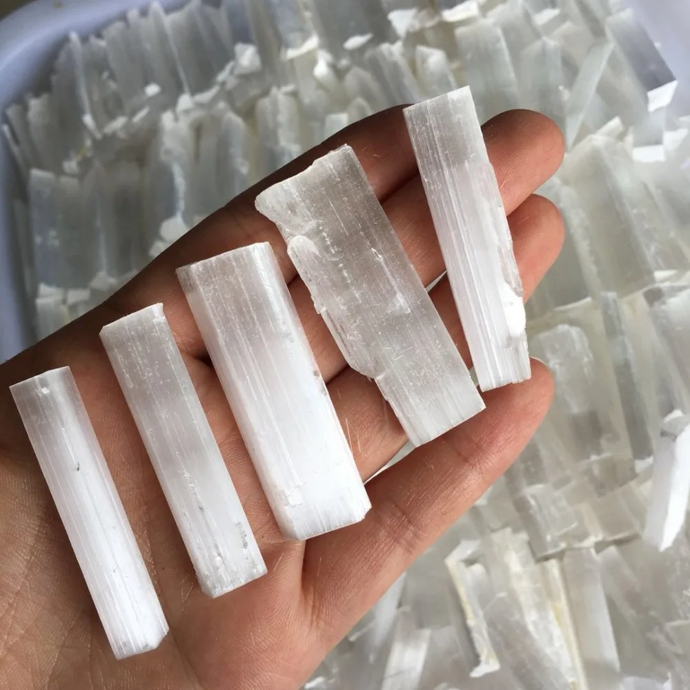 New arrive Selenite Small Sticks Wands 5 pcs Bulk Reiki Chakra Healing Selenite natural stones and minerals for Air Cleaning