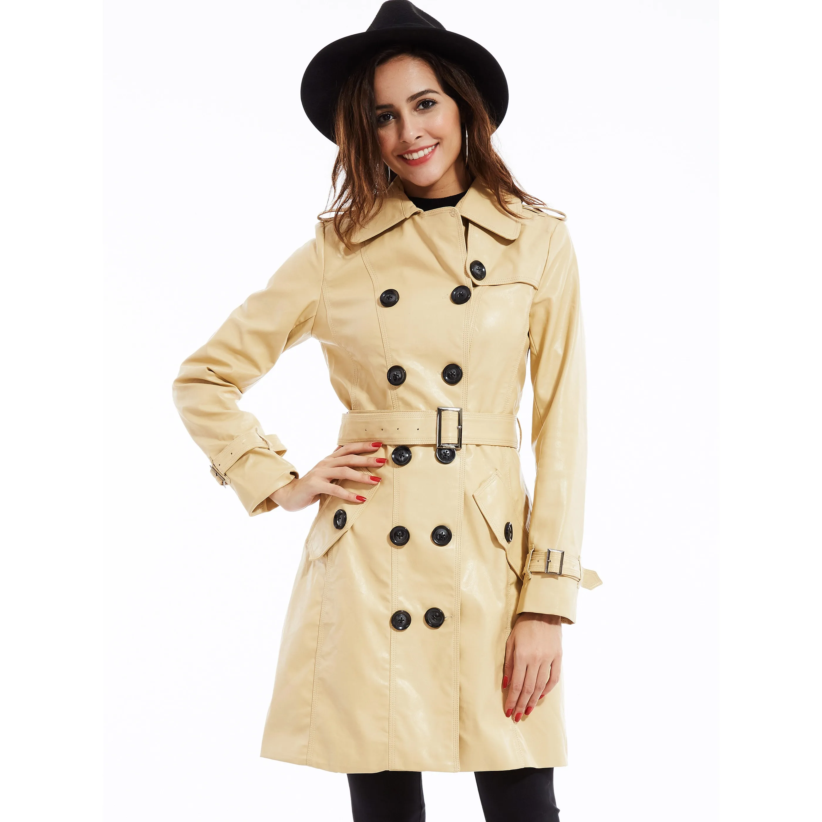 2017 New Autumn and winter Woolen Coat Trench Women Slim