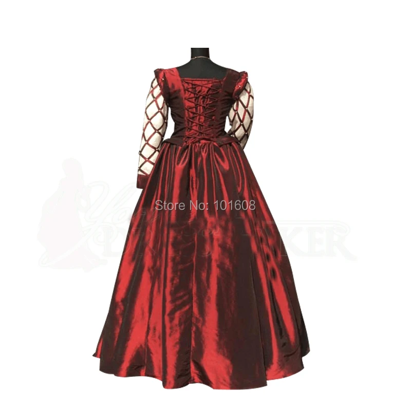 

Tailored!Red Beads Vintage costumes Renaissance Gothic Theater Reenactment Victorian Gown Ball Dress Reenactment dresses HL-162