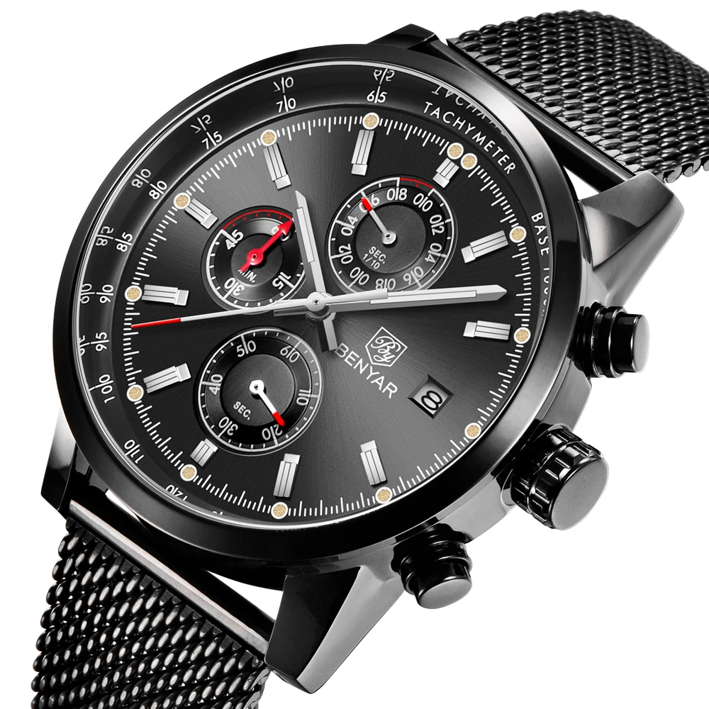 

BENYAR Men's Watch High Quality Luxury Fashion Quartz Watch Chronograph Watch Reloj Hombre Sport Clock Male Relogio Masculino