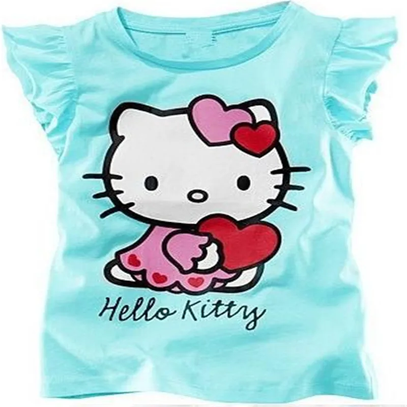 Девочки летом Hello Kitty tshirt девушка симпатичная хлопок футболку новенький