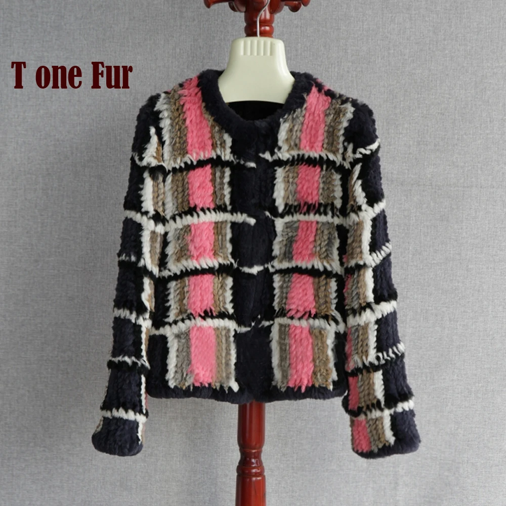 Multi Short Usine Réel Tricoté long Veste Gros Kfp884 Slae Outlet Lapin Fourrure Véritable Coloré Manteau Couleurs Chaude De C1q4Rf