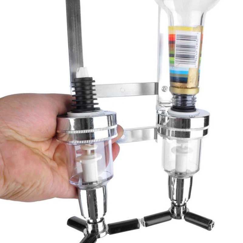 JX-LCLYL 1pc 2 Bottle Liquor Holder Wall Mounted Alcohol Dispenser Drinking Home Bar Tool