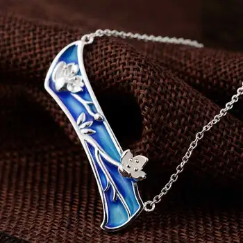 

FNJ 925 Silver Shao Lan Flower Pendant Necklace for Women Link Chain S925 Solid Silver Jewelry Making Necklaces