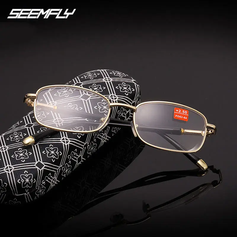 

Seemfly Reading Glasses Men Women Anti-fatigue Presbyopic Eyewear Metal Frame Mirror Eyeglasses Hyperopia Prescription Glasses