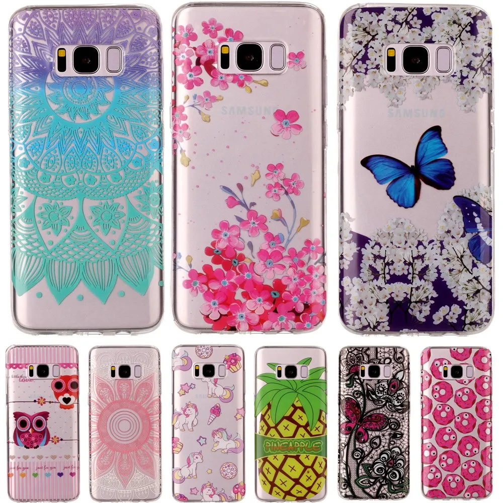 For Samsung Galaxy S8 Plus Case TPU Soft Gel Butterfly Flowers Pattern