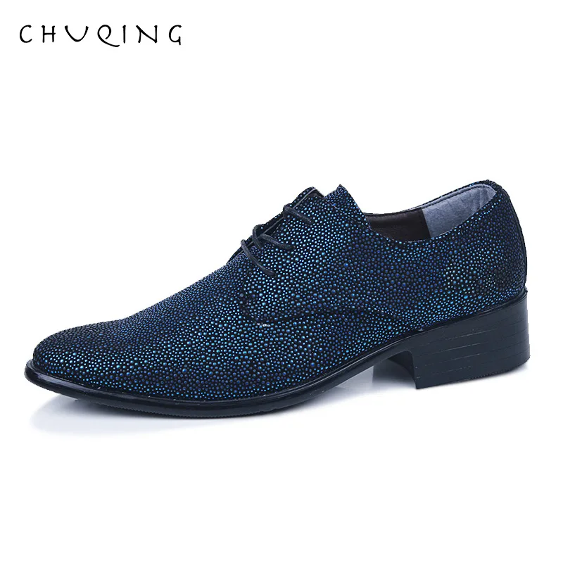 

CHUQING Hot Sale Men Illuminated SequinsPatchwork Shoe Flat Formal Casual Men Dress Shoes